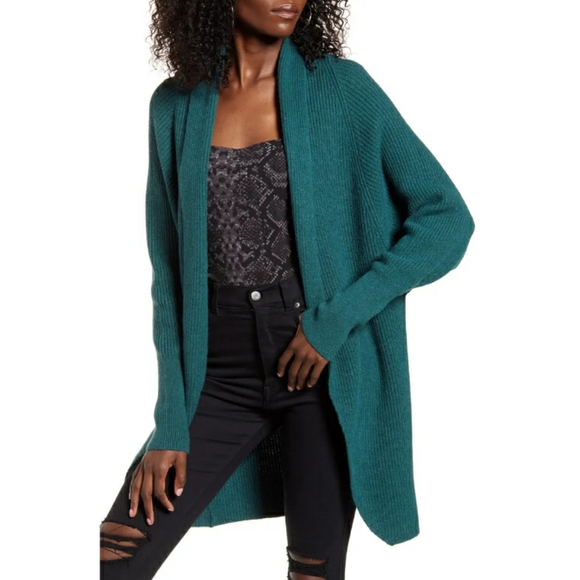Leith Sweaters - NEW Leith Dolman Sleeve Long Teal Sweater Cardigan